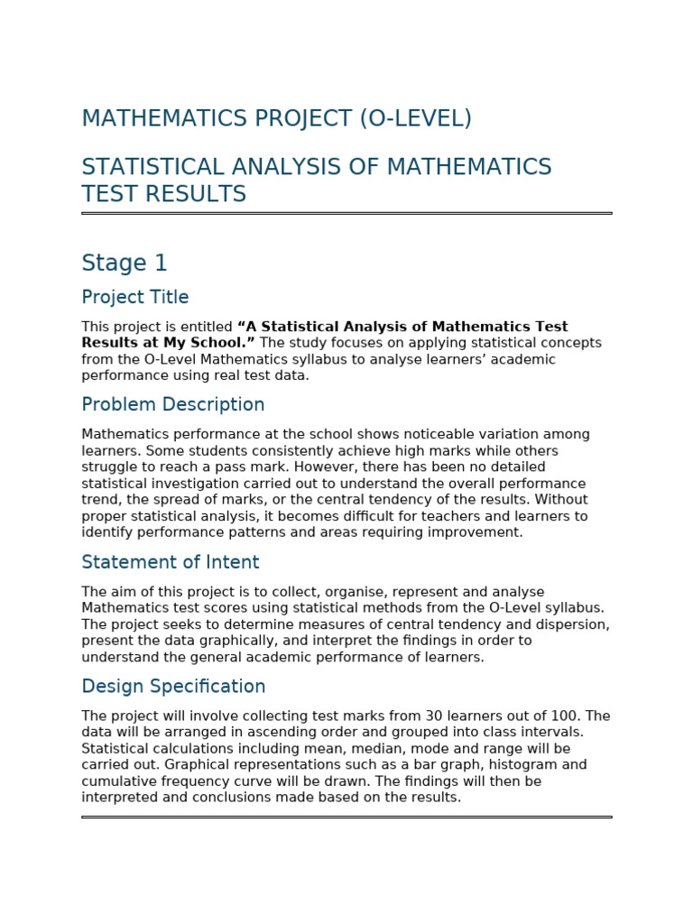 O Level Statistics Project Zimsec | PDF | Statistics | Histogram