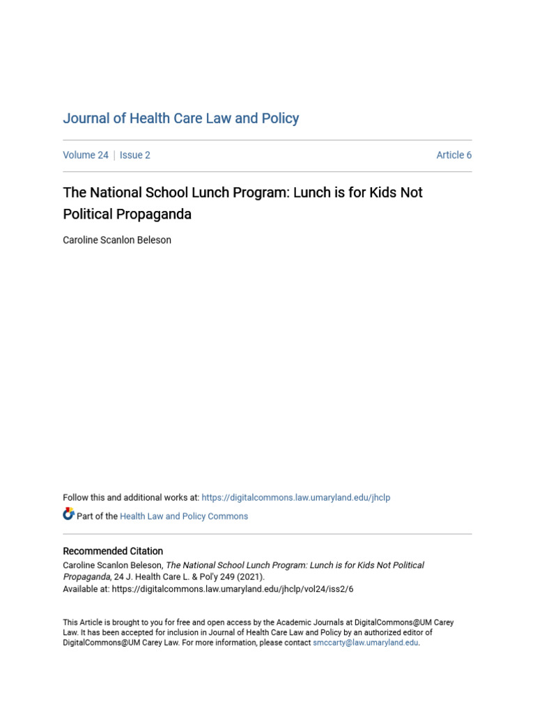 The National School Lunch Program - Lunch Is For Kids Not Political ...