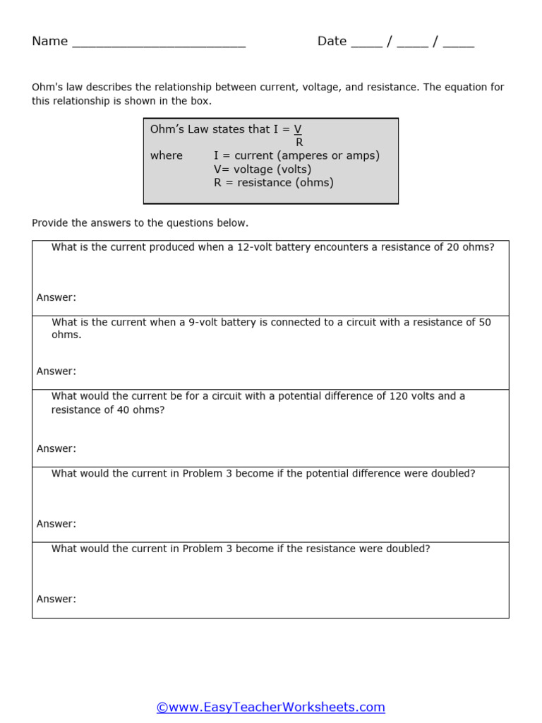 Calculating Current With Ohm's La | PDF