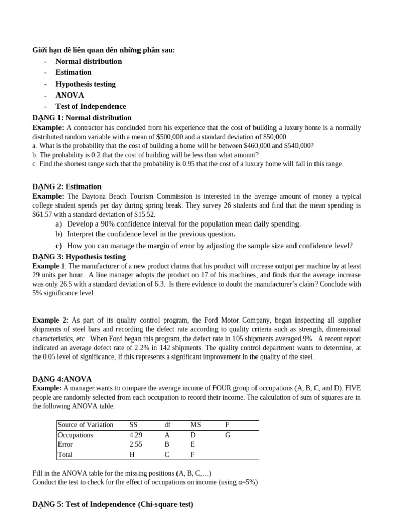 Final Exam Review - BFT66B | PDF | Analysis Of Variance | Confidence ...