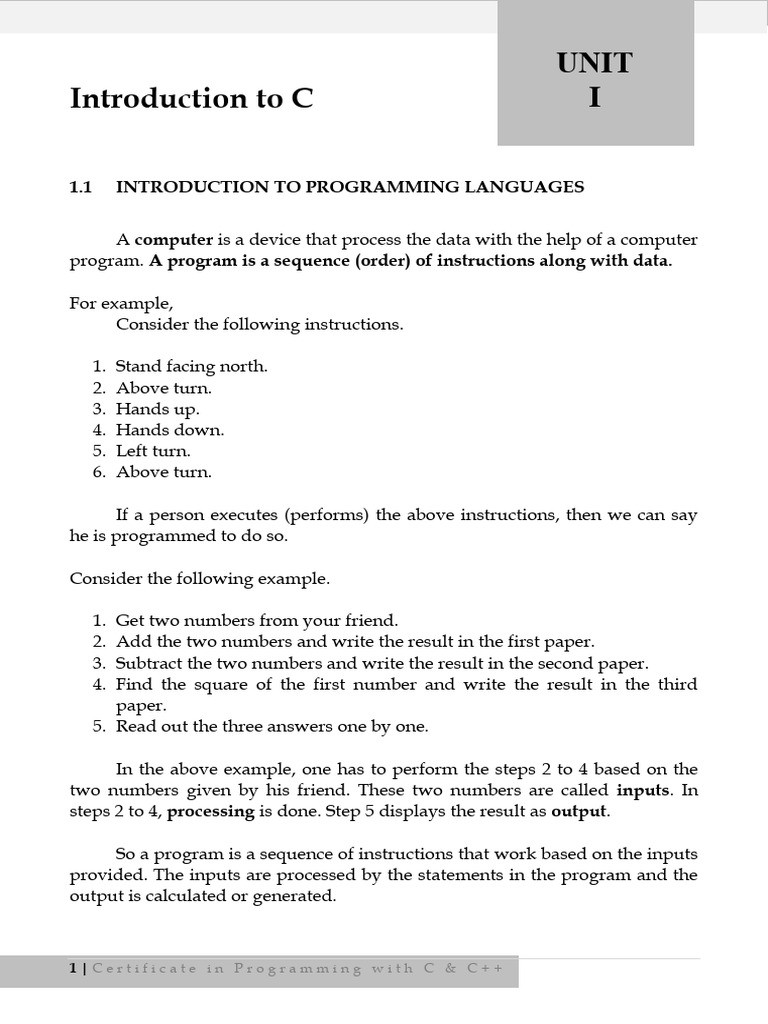 Introduction To C: Unit I | PDF | Data Type | Computer Program