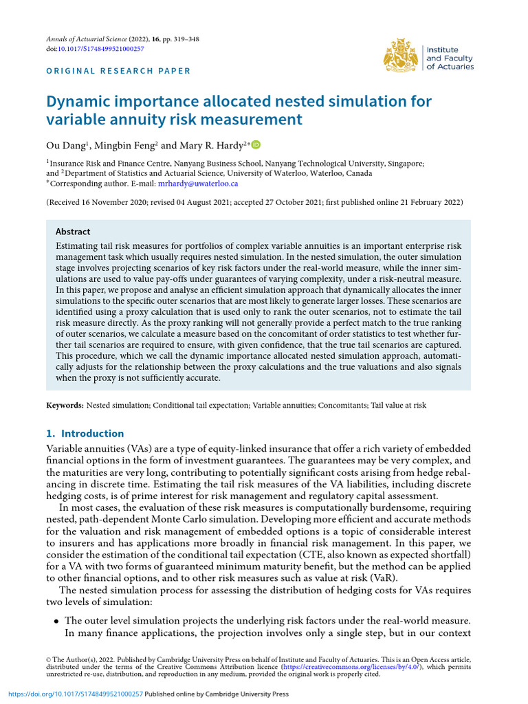 Dynamic Importance Allocated Nested Simulation For Variable Annuity ...