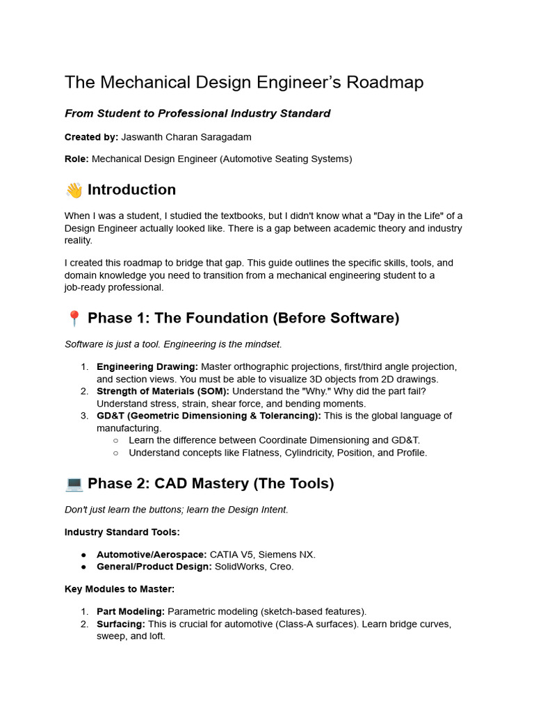 The Mechanical Design Engineer’s Roadmap.docx | PDF | Mechanical ...