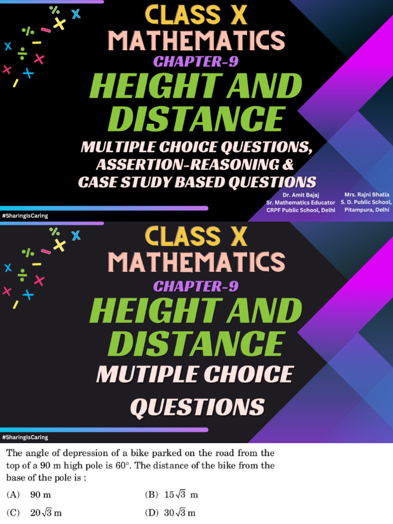 9b. Class X HEIGHT and DISTANCE MCQ J AR 0 Case Based Questions For ...