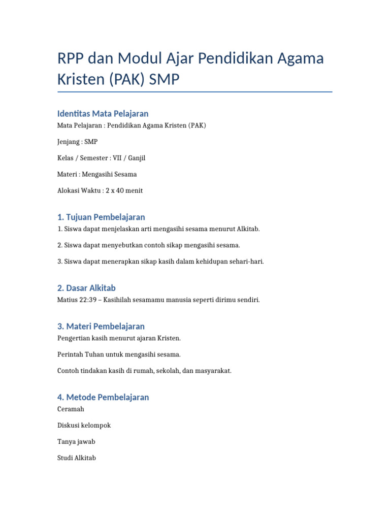 RPP Modul Ajar Pak SMP | PDF
