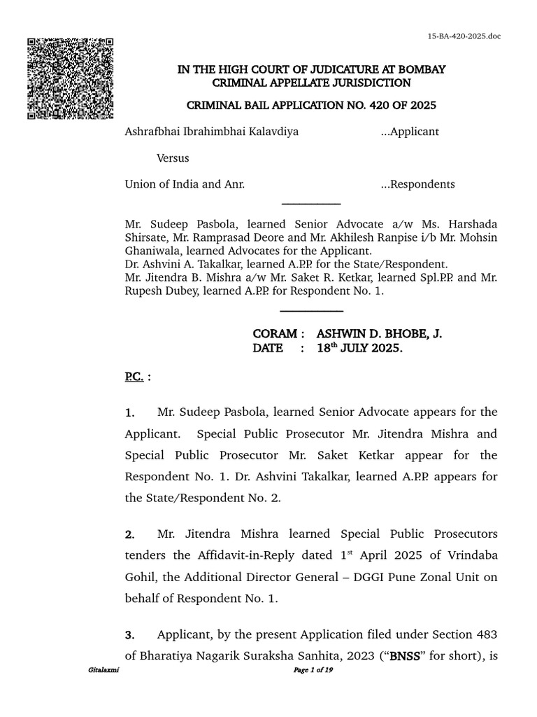 GOA Bail Judgement | PDF | Bail | Arrest