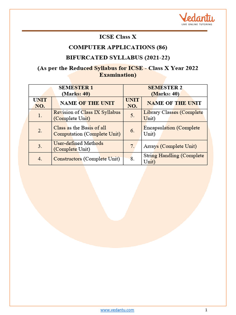 ICSE Syllabus Class 10 Computer Applications 2025-26 - Free PDF | PDF