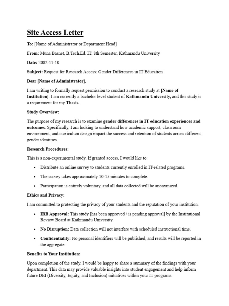 Site Access Letter | PDF