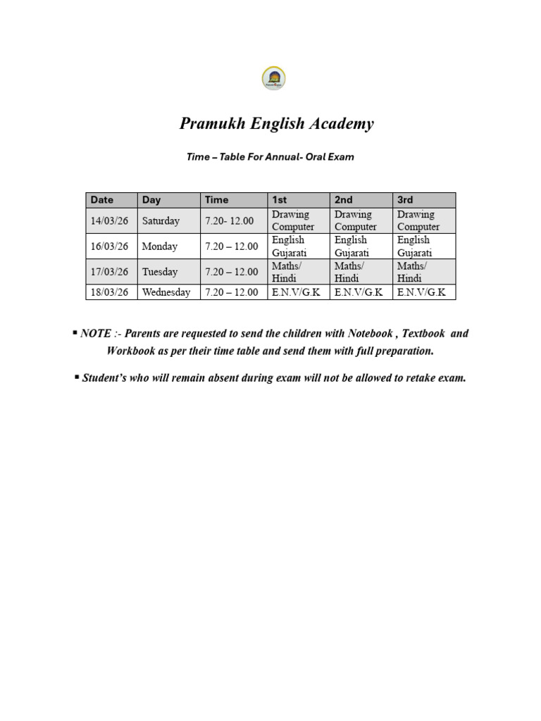 Primary Section Timetable Revised 1- 3+ | PDF