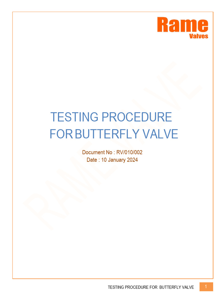 SOP Testing Procedure For Butterfly Valve-R2 | PDF | Valve | Leak