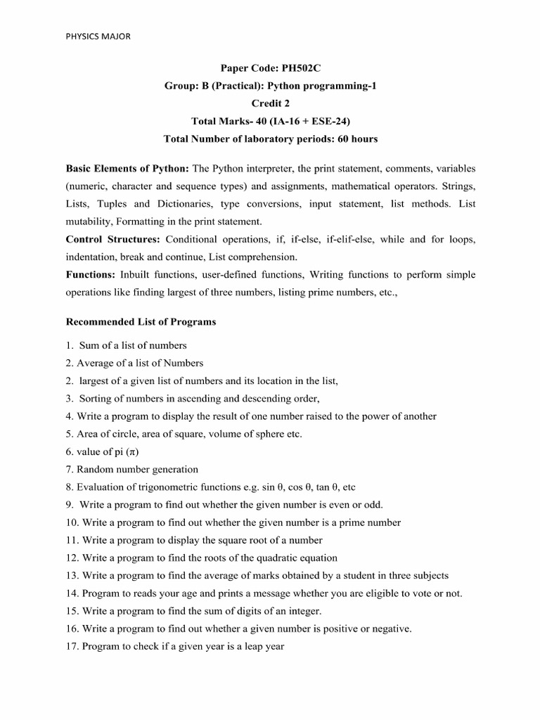 Physics 2 Mixed Sem Odd Syllabus NEP 2020 | PDF