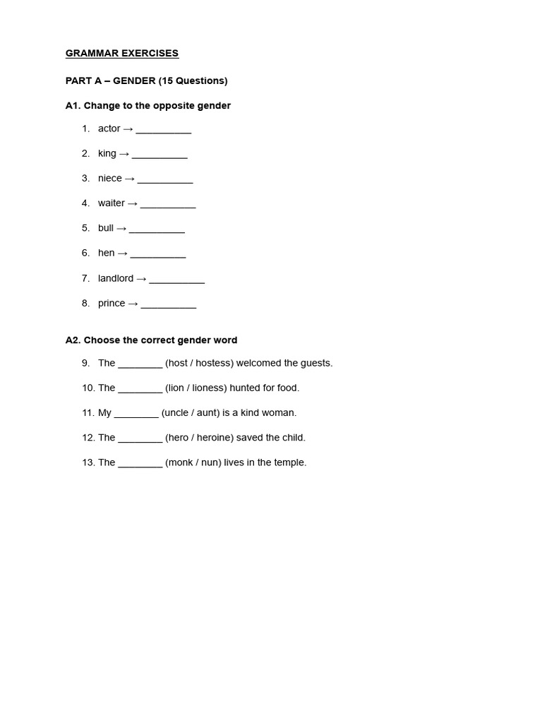 23 2 Exercise | PDF | Grammatical Gender | Chess