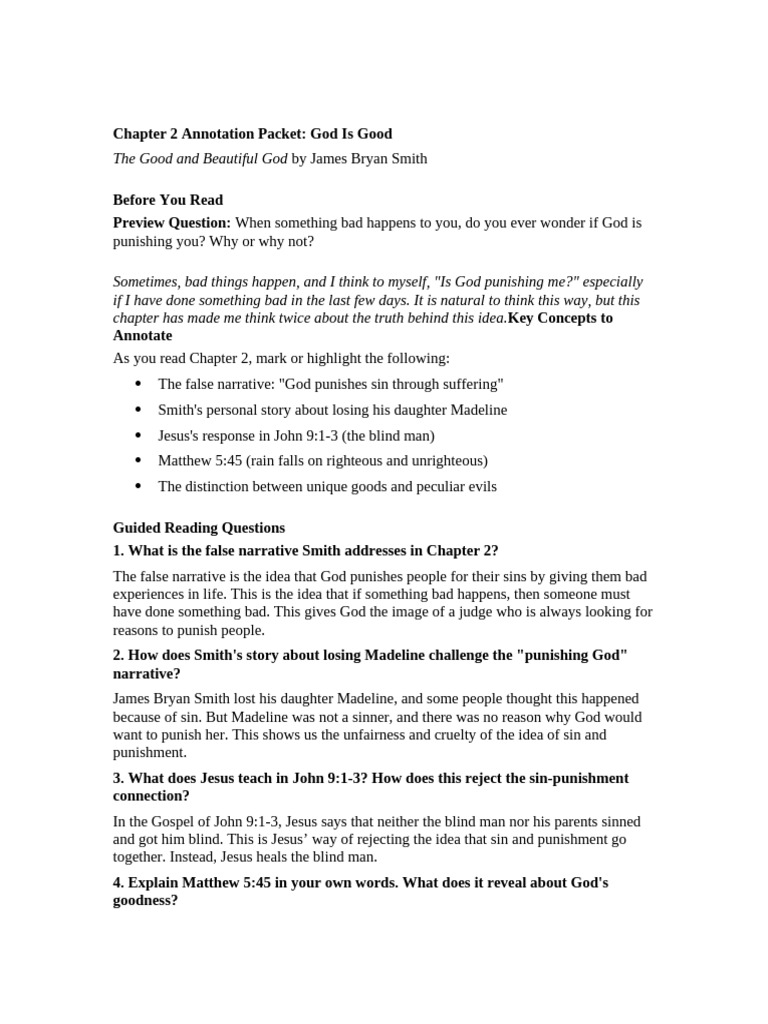 Chapter+2+Annotation+Packet +God+is+Good | PDF | Jesus | Religious ...