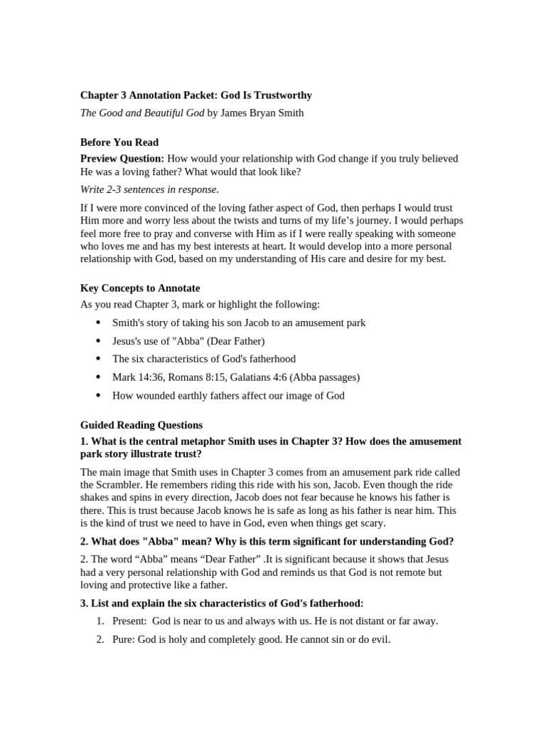 Chapter+3+Annotation+Packet +God+is+Trustworthy | PDF | God In ...
