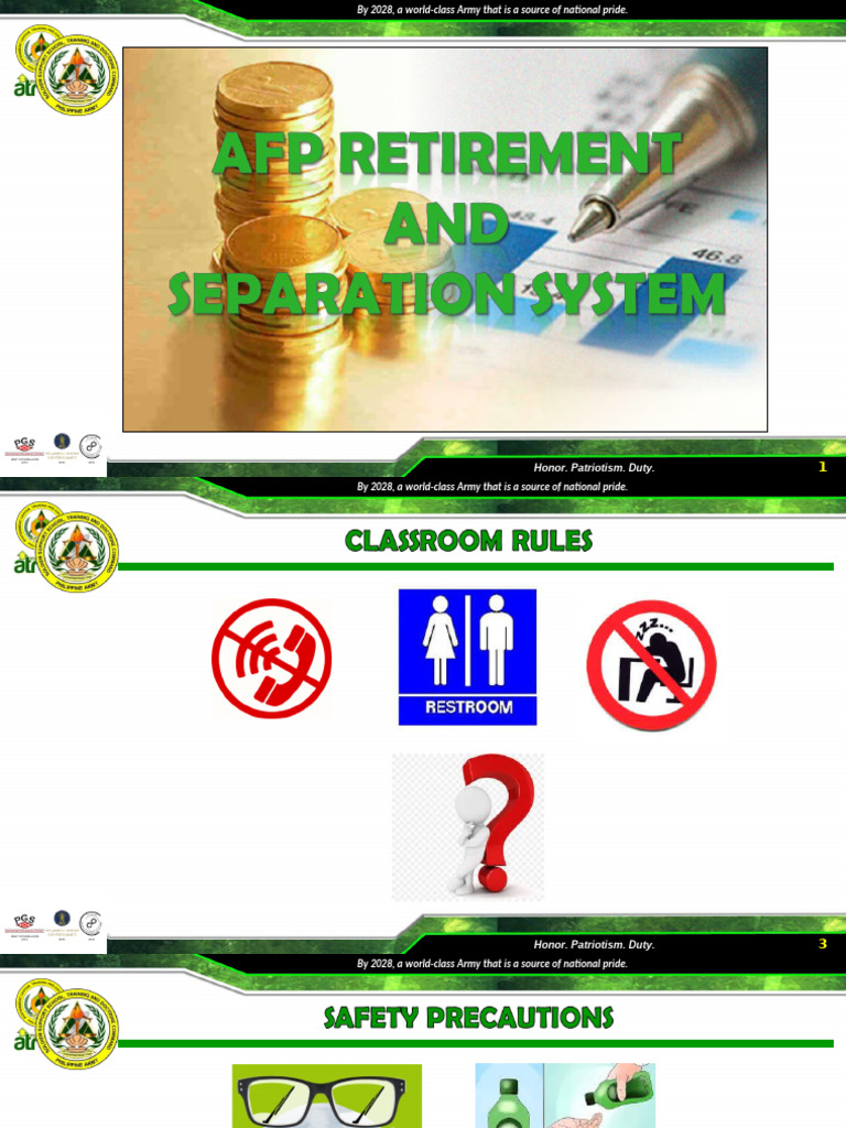 AFP Retirement & Seperation Pay | PDF | Retirement | Military
