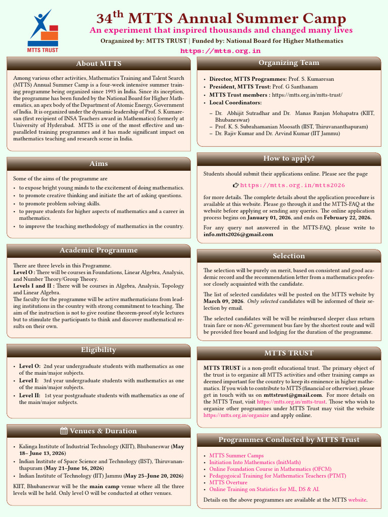 MTTS 2026 Poster | PDF | Mathematics | Algebra