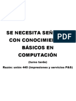 Se Necesita Señorita Con Conocimientos Básicos en Computación