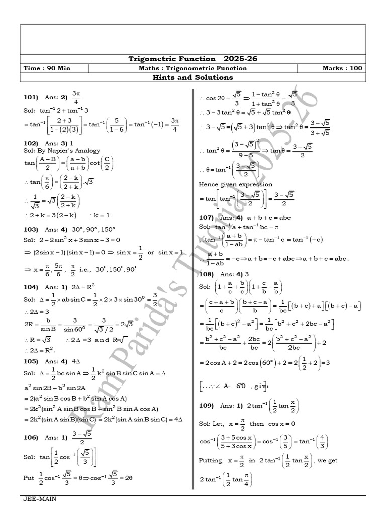 Trigometric Function Sol | PDF