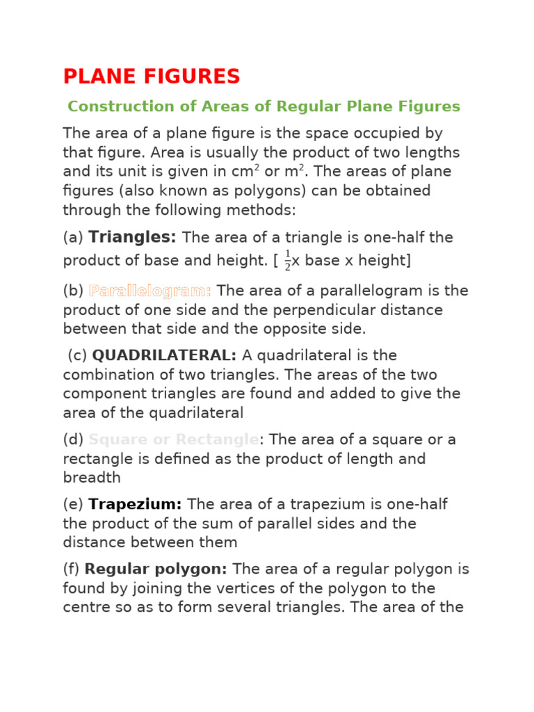 Areas of Plane Figures | PDF | Area | Rectangle