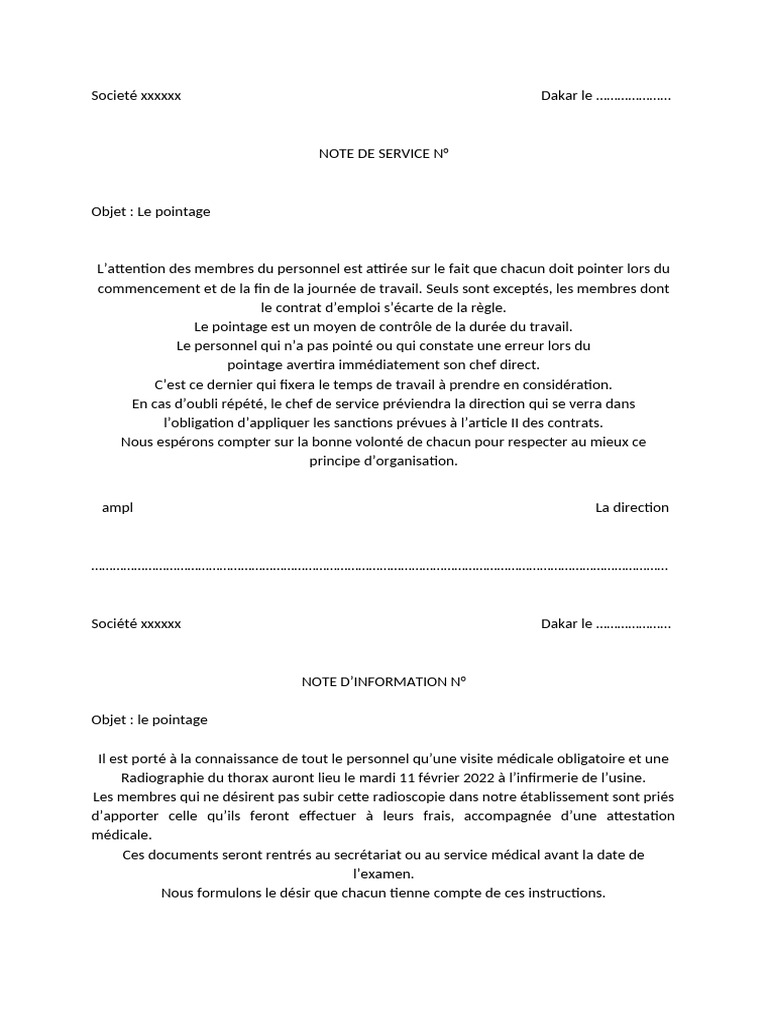 Note de Service Exemple | PDF
