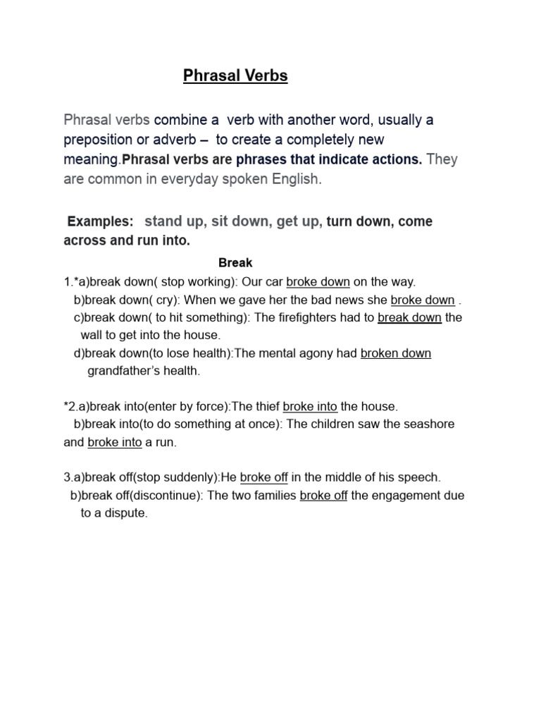 Phrasal Verbs Break, Bring | PDF | Verb | Linguistics