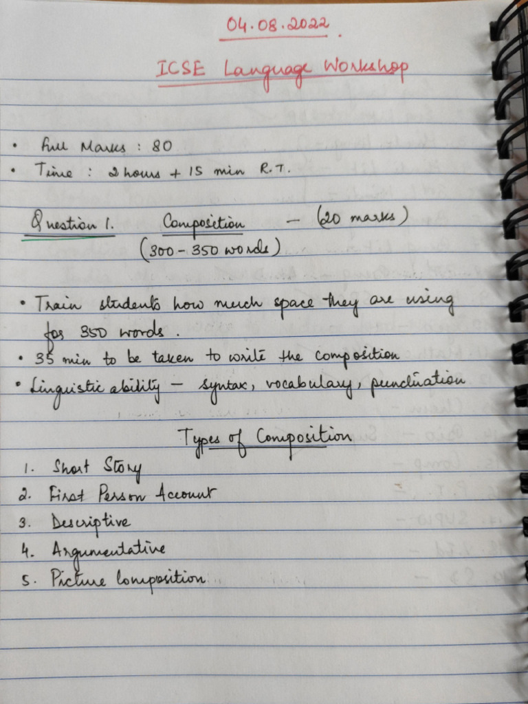 ICSE English Language Workshop Notes | PDF