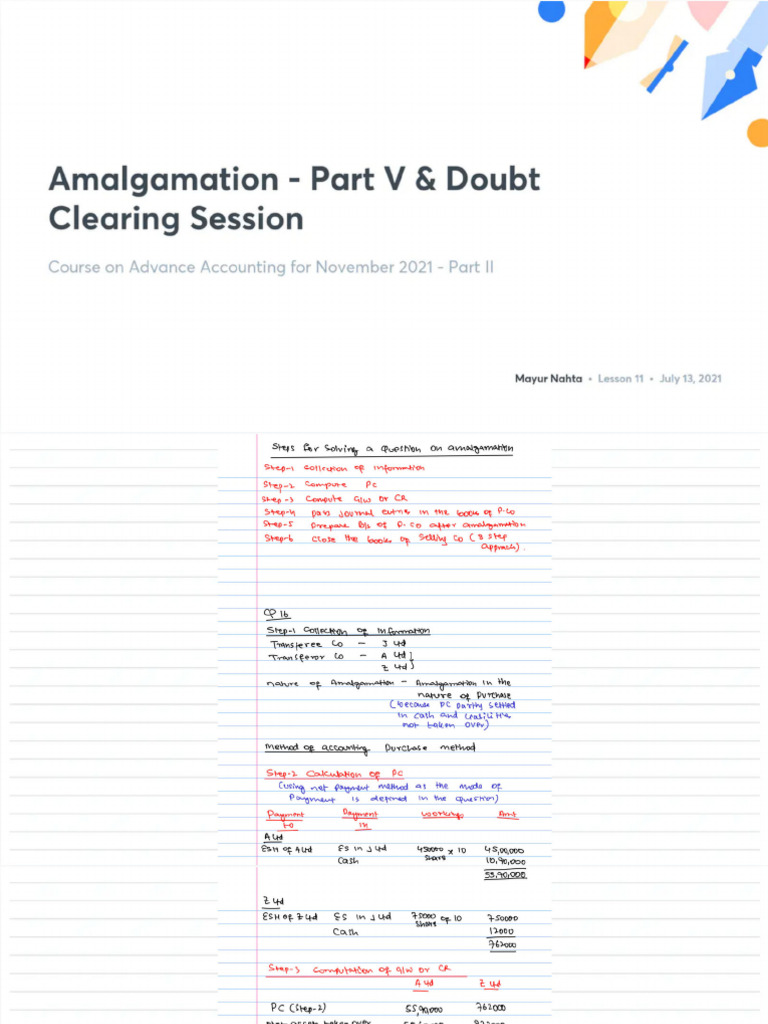 Amalgamation Part V Doubt Clearing Session With Anno | PDF