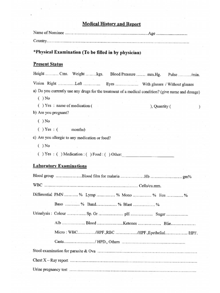Medical Form | PDF