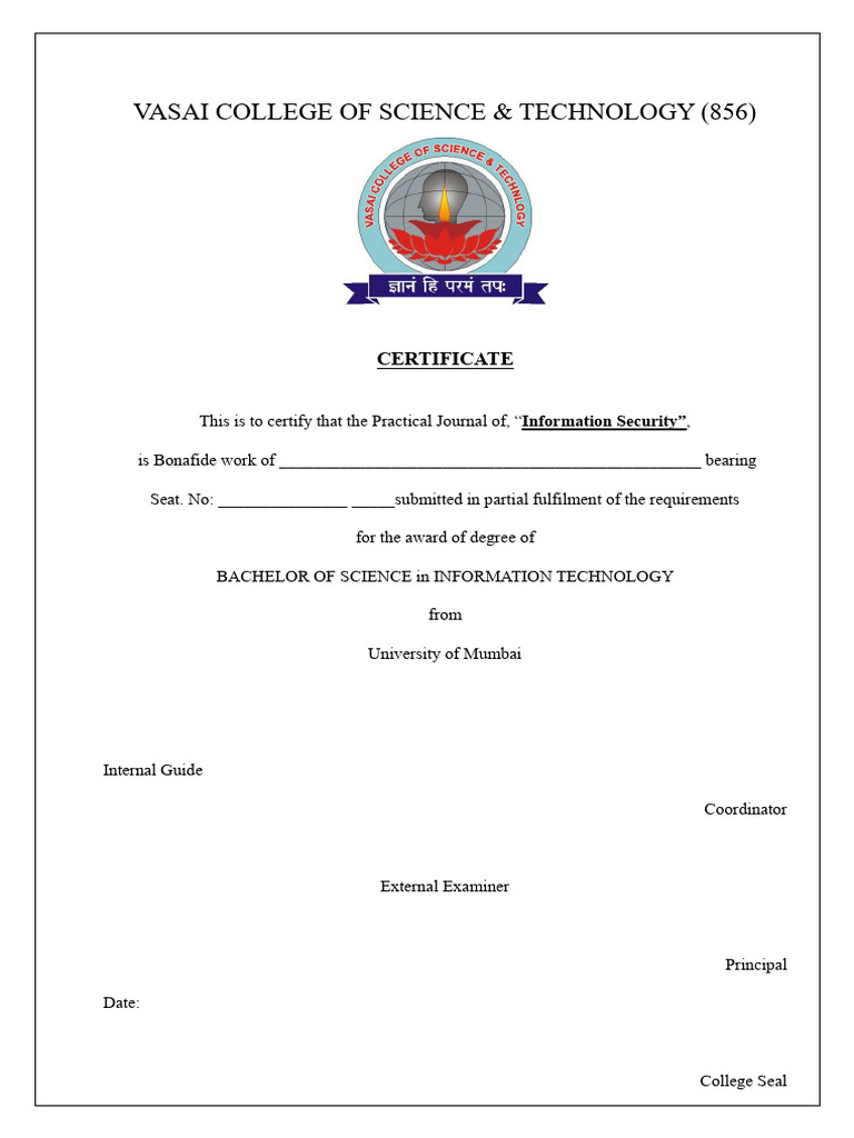 Information Security CERTIFICATE | PDF