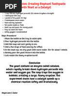 Devil's Toothpaste Experiment Guide | PDF | Hydrogen Peroxide