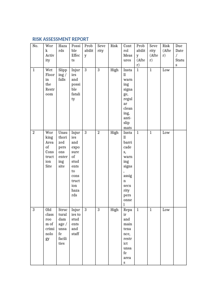 Risk Assessment Report | PDF