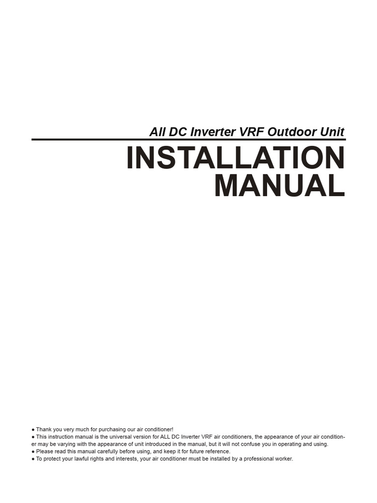 Installation Manual VRF PRO | PDF | Pipe (Fluid Conveyance) | Concrete