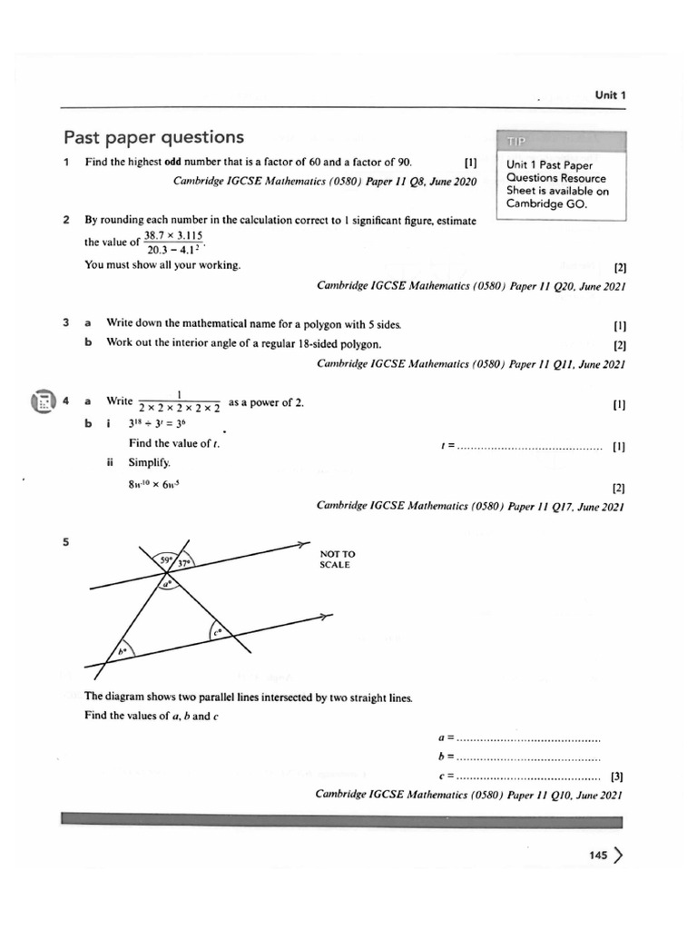 Igcse - Review 1 | PDF
