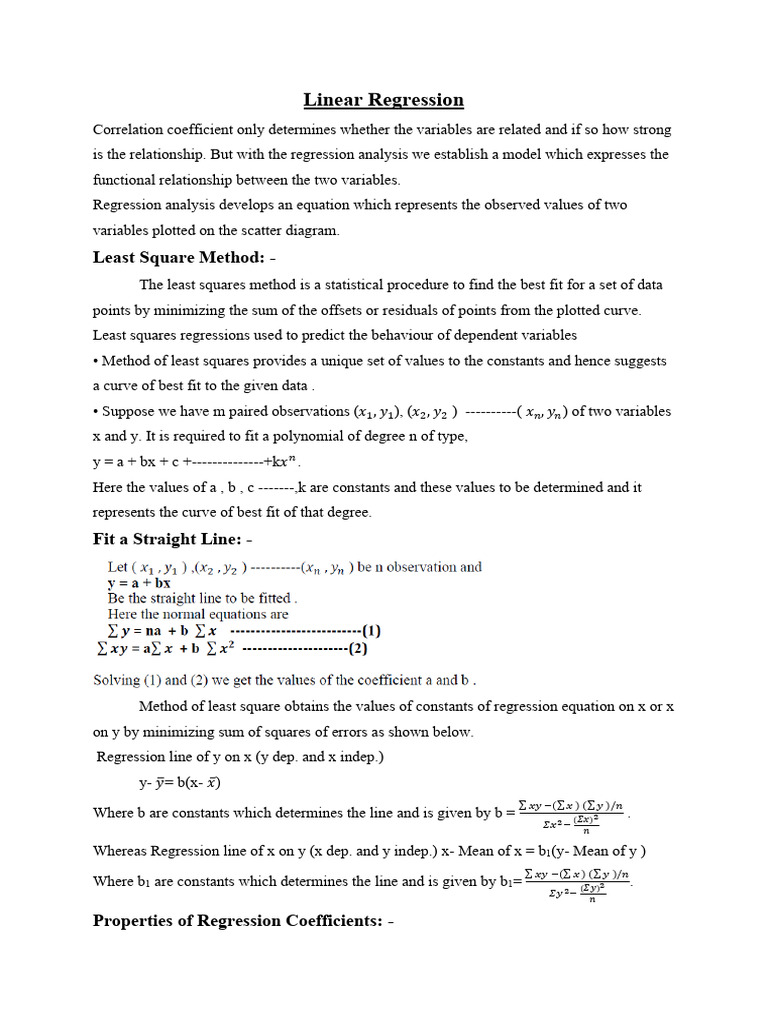 Unit 2 Linear Regression | PDF | Least Squares | Errors And Residuals
