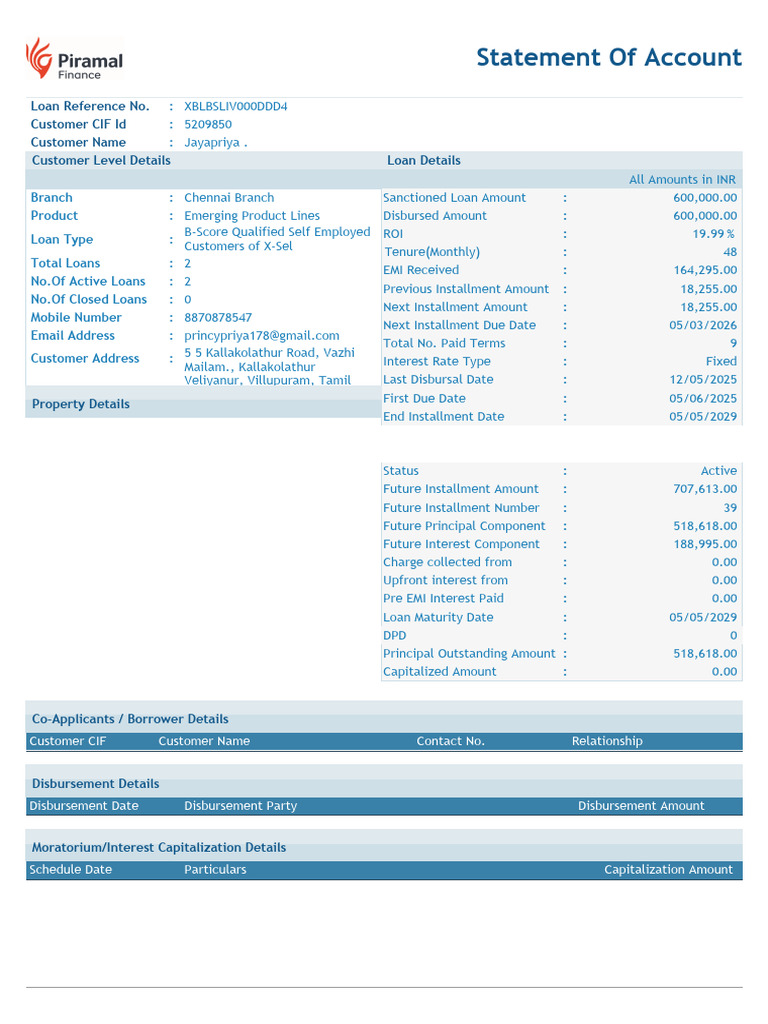 Statement of Account (PDF) | PDF | Loans | Payments
