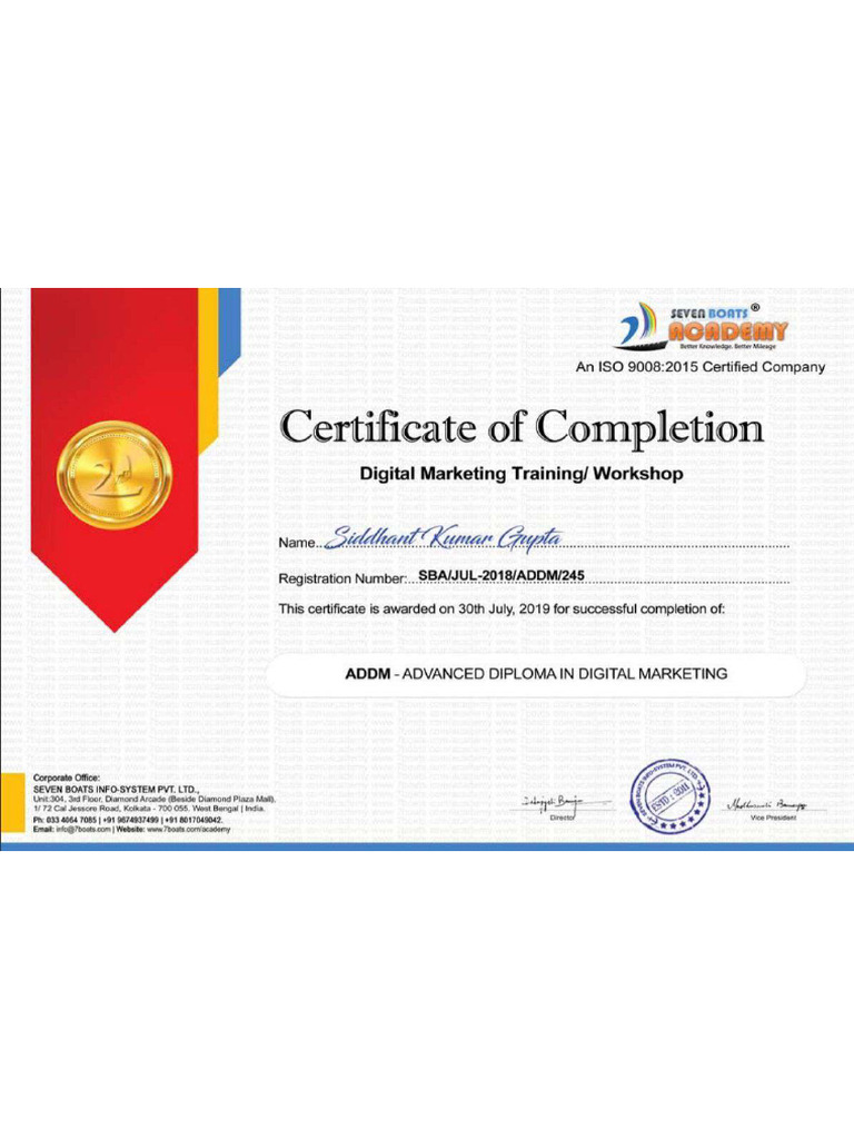 Advanced Diploma Certificate Seven Boats | PDF