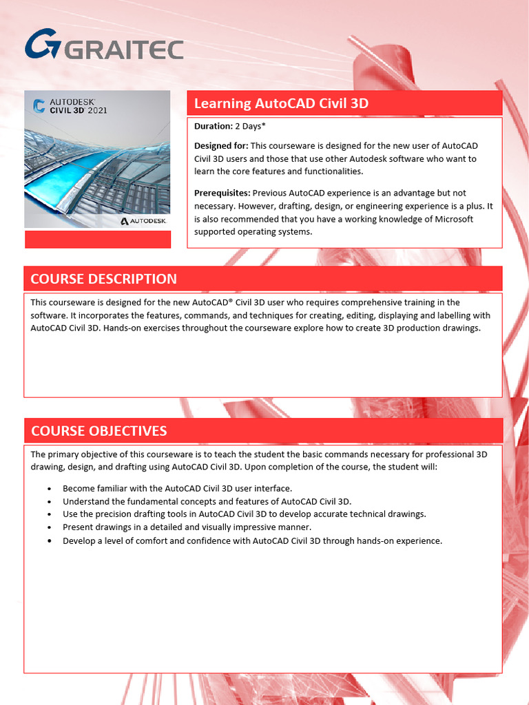 Autocad Civil 3d Training | PDF | 3 D Computer Graphics | Auto Cad