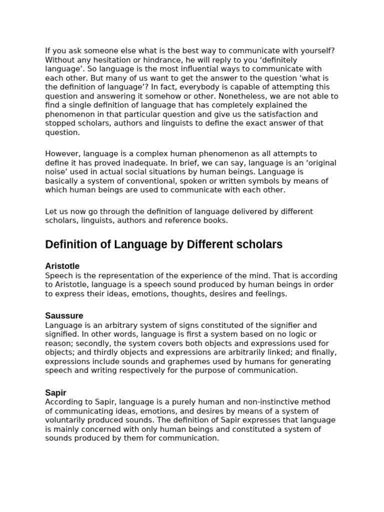 Definitions of Language | PDF | Cognitive Science | Communication