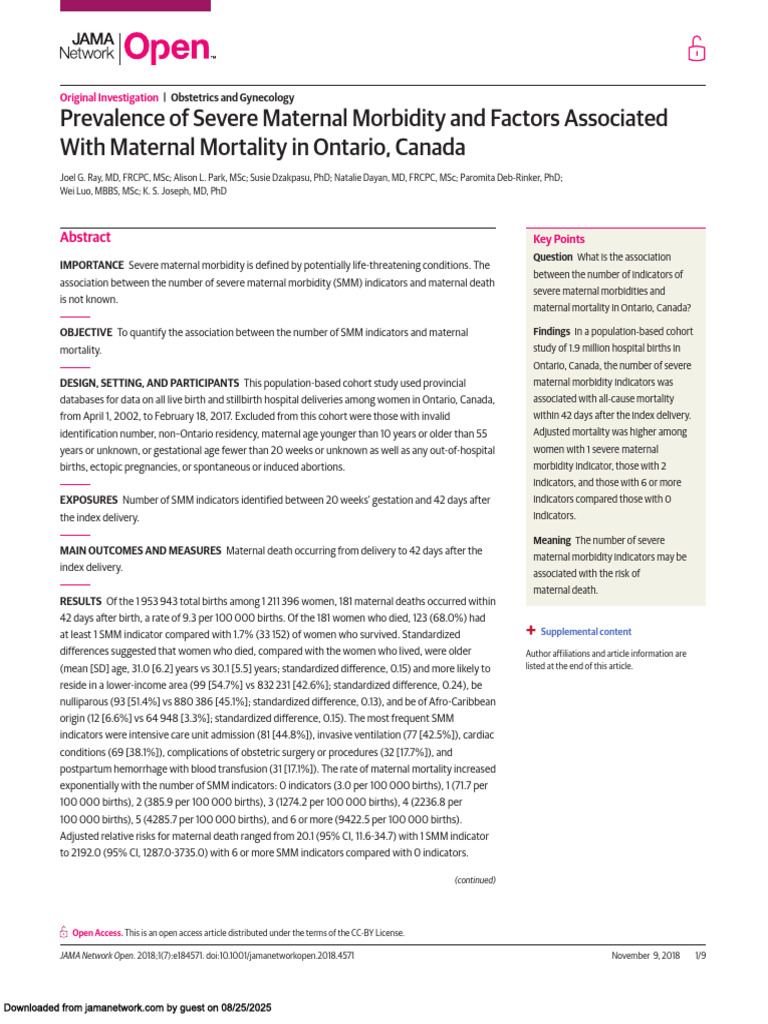Prevalence of Maternal Mortality | PDF | Maternal Death | Childbirth