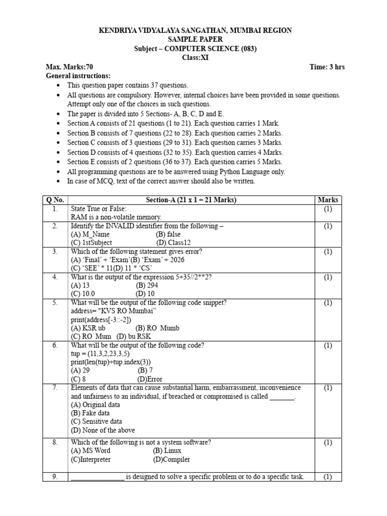 XI - CS Sample Not Finished | PDF | Computing | Computer Science