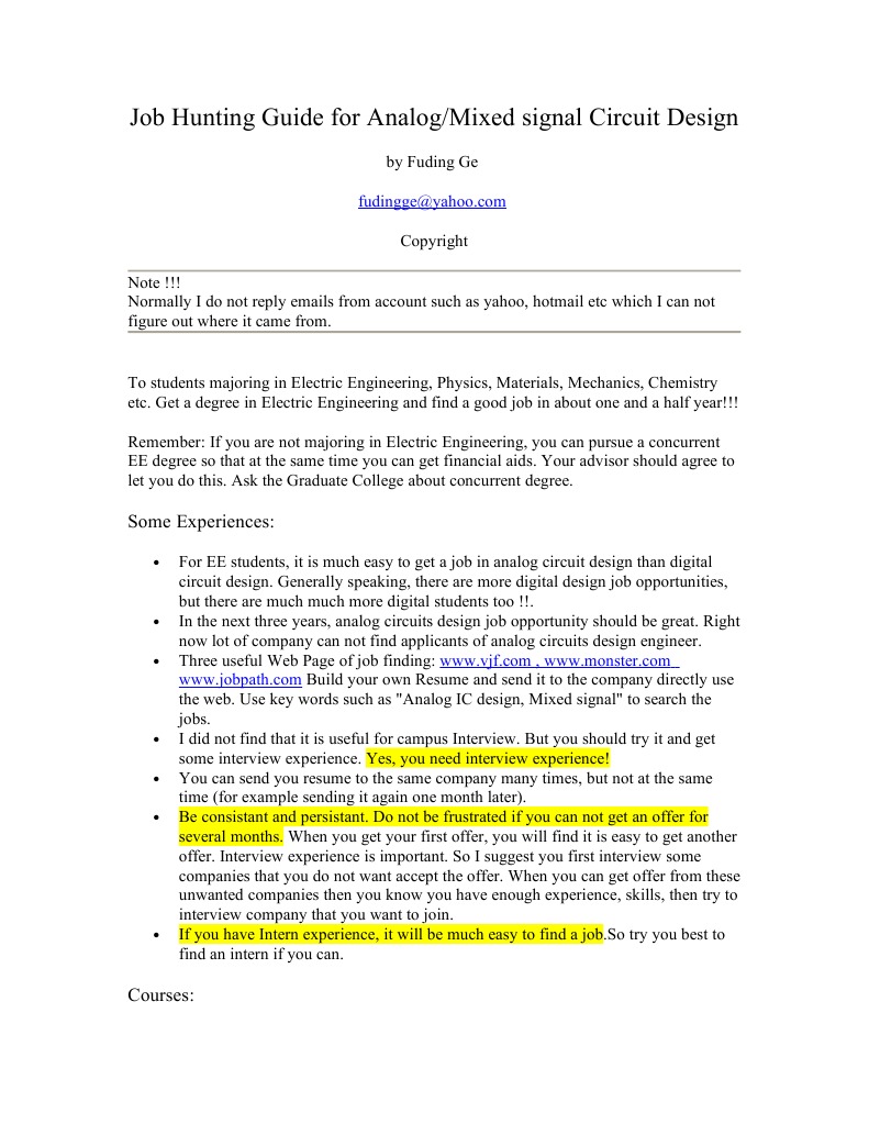 Job Hunting Guide For Analog 1302 | PDF | Mosfet | Bipolar Junction ...