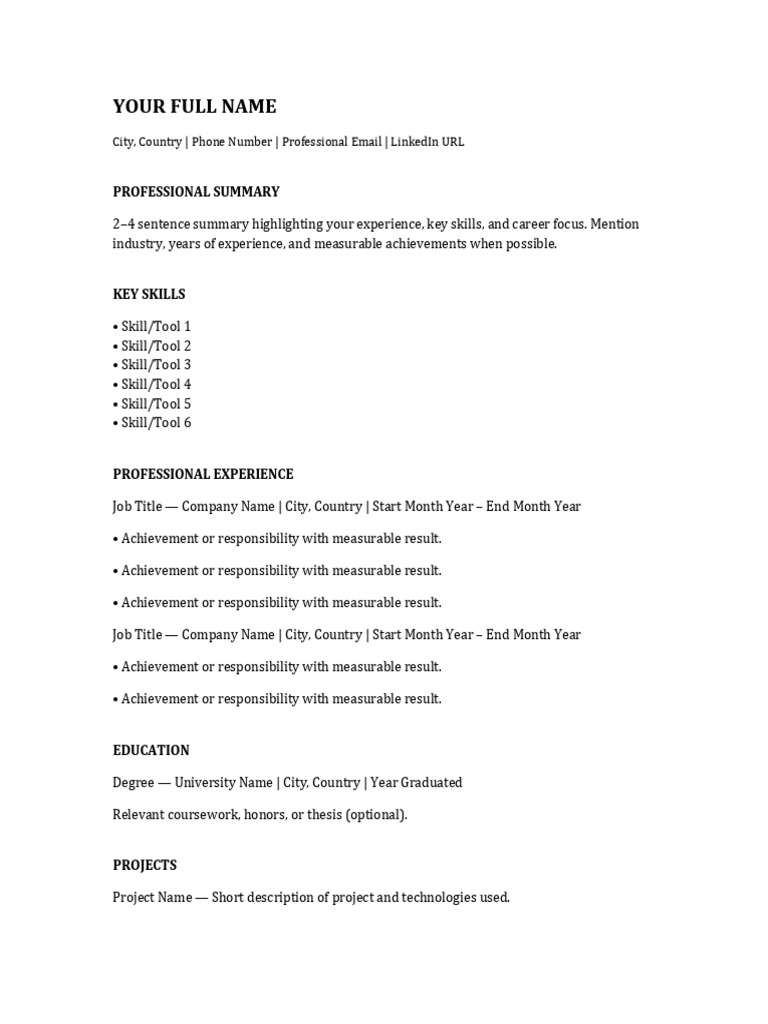 ATS CV Template | PDF