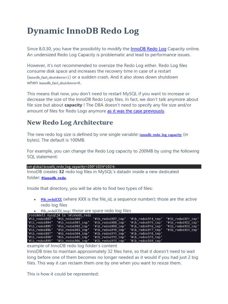 Dynamic InnoDB Redo Log | PDF | Computer File | Data