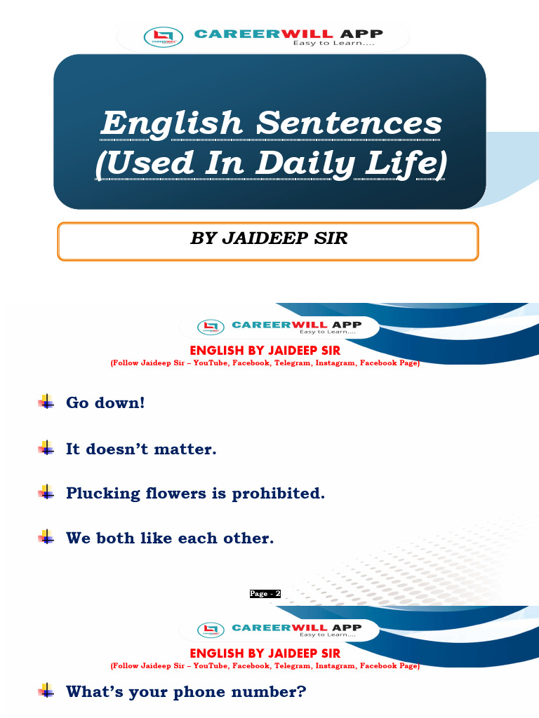 English sentences used in daily life_crwill | PDF