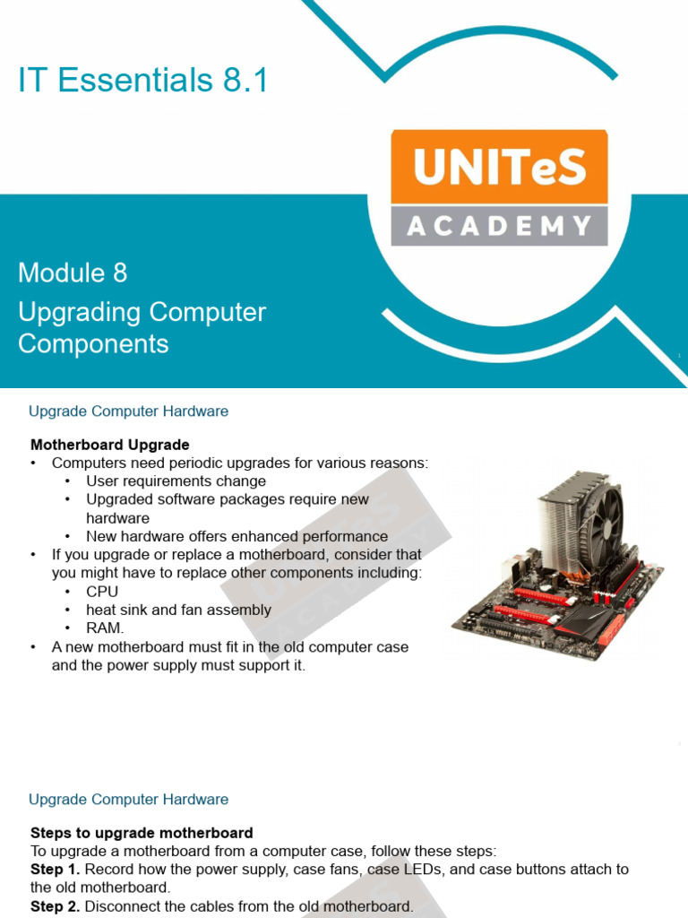 IT Essentials 8.1 Module 8 - Upgrading Computer Components | PDF ...