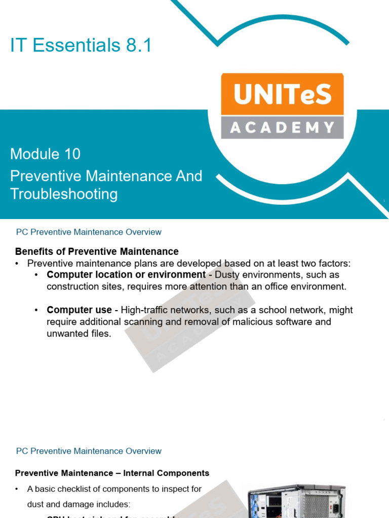 IT Essentials 8.1 Module 10 - Preventive Maintenance and ...