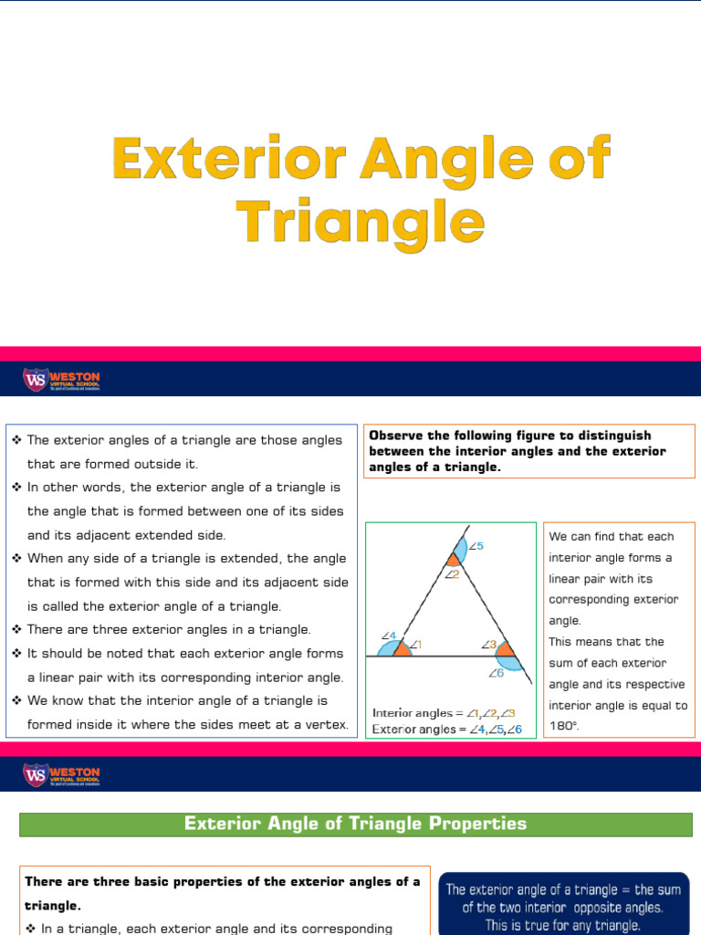 Exterior Angle of Triangle | PDF | Angle | Triangle