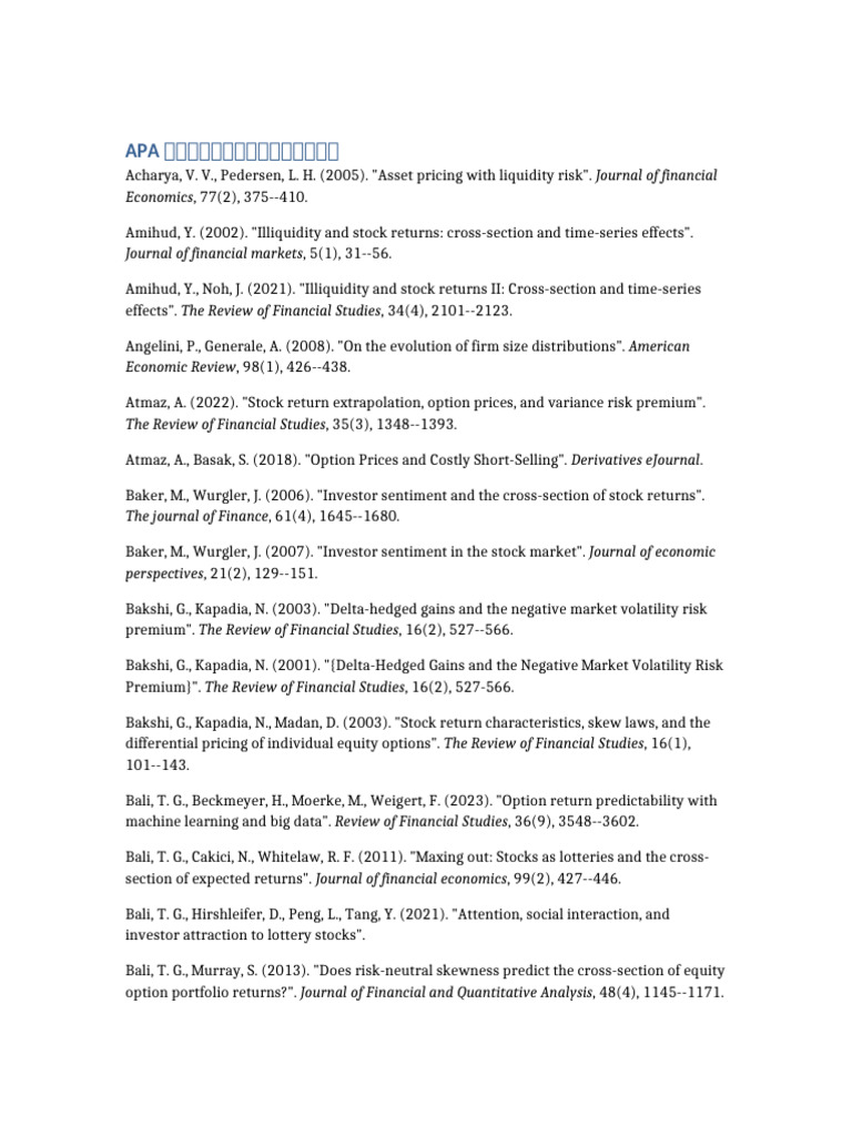 APA References ManualParsed | PDF | Financial Economics | Option (Finance)