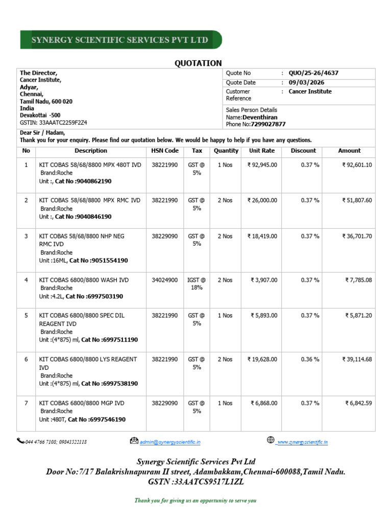 PVT Quotation QUO 25-26-4637 Dev | PDF | Economy Of India | Payments