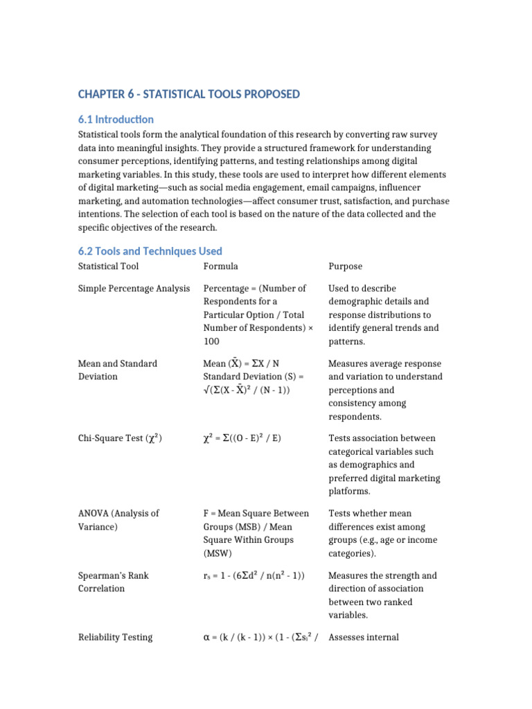 Chapter 6 Statistical Tools Proposed | PDF | Statistics | Analysis Of ...
